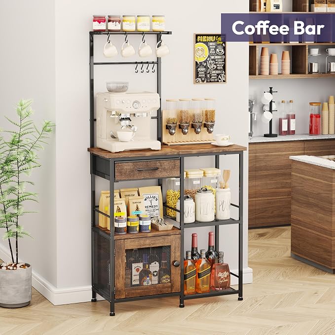 SWTYMIKI Coffee Bar with Hanging Rack - Image 4