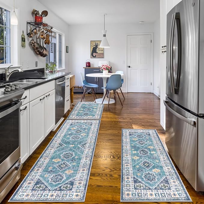 HEBE Boho Kitchen Rugs Set of 3, Non Slip Washable Kitchen Mats - Image 8