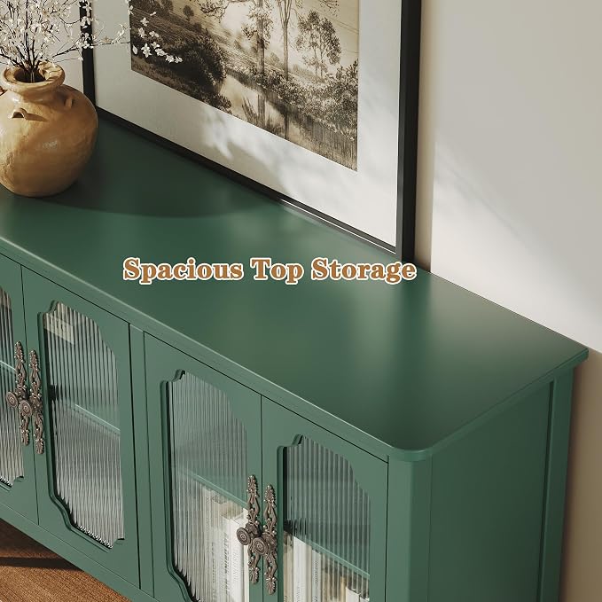Vintage Buffet Sideboard with 4 Glass Doors, Deractive Crezada - Image 5