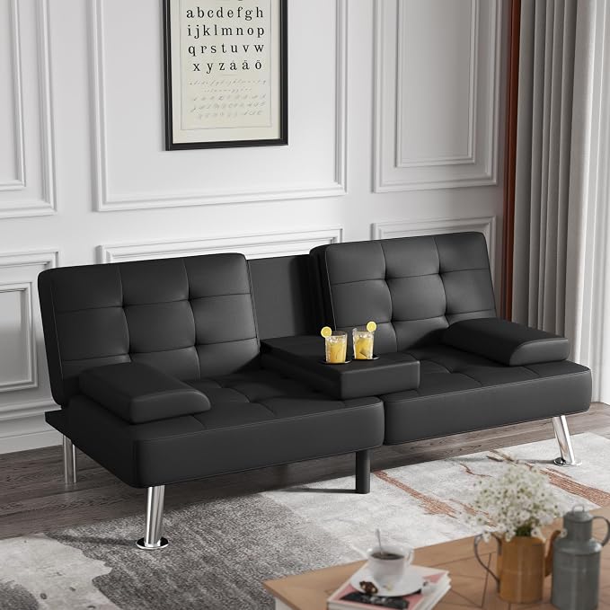 Flamaker Futon Sofa Bed Modern Folding Futon Set Convertible Recliner Lounge - Image 2