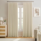 Pleated Blackout Curtains 95 inch Length by KEQIAOSUOCAI