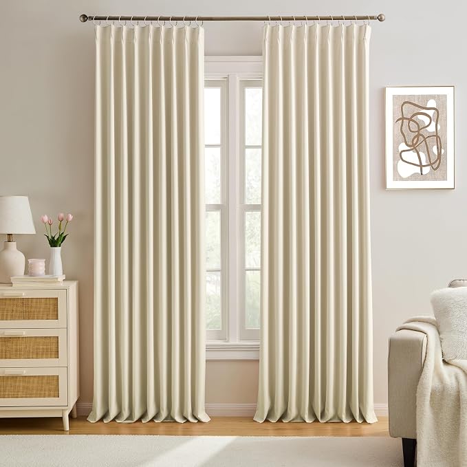 Pinch Pleat Blackout Slider Door Curtains Pair by KEQIAOSUOCAI