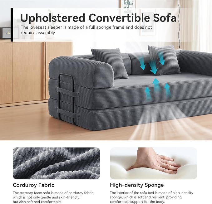 Sofa Bed, Corduroy Sleeper Sofa Bed - Image 6