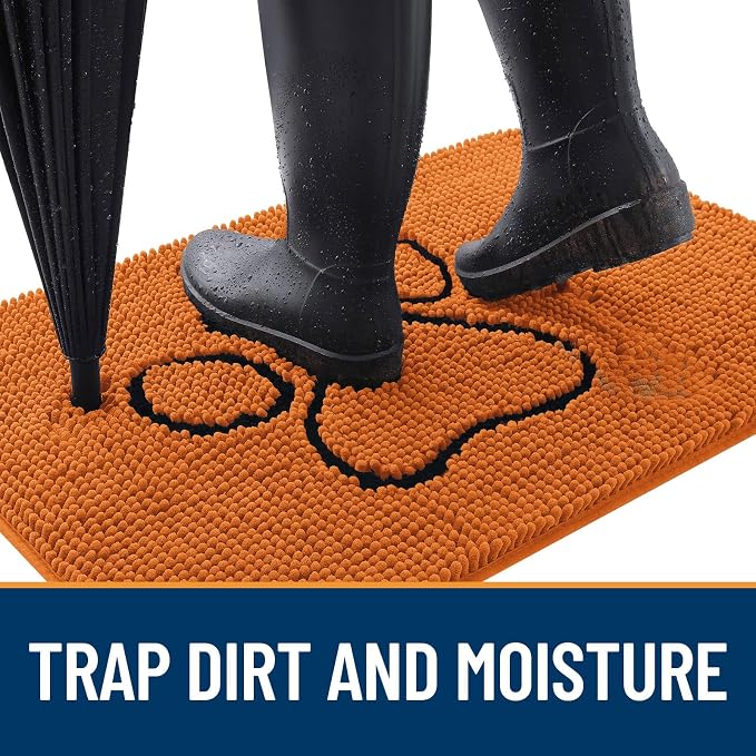 OLANLY Dog Door Mat for Muddy Paws 36x24, Paw Print Design Chenille Mud Mat | - Image 2