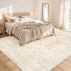 Area Rugs 9x12 Living Room: Bedroom Washable Carpet Beige/Brown | Large Vintage - Image 2