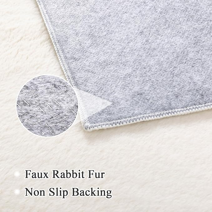 SHACOS Extra Soft 4x6 Faux Rabbit Fur Area Rugs - Image 3
