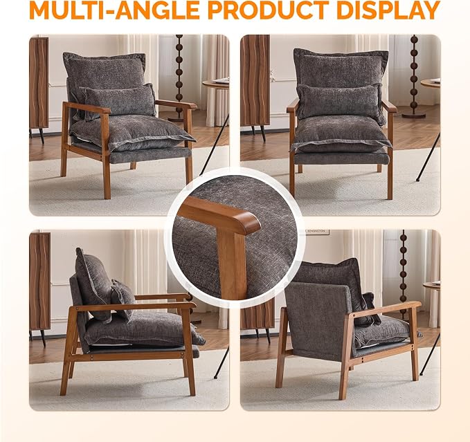 VINGLI Mid-Century Modern Cloud Accent Armchairs Set of 2 - Image 3
