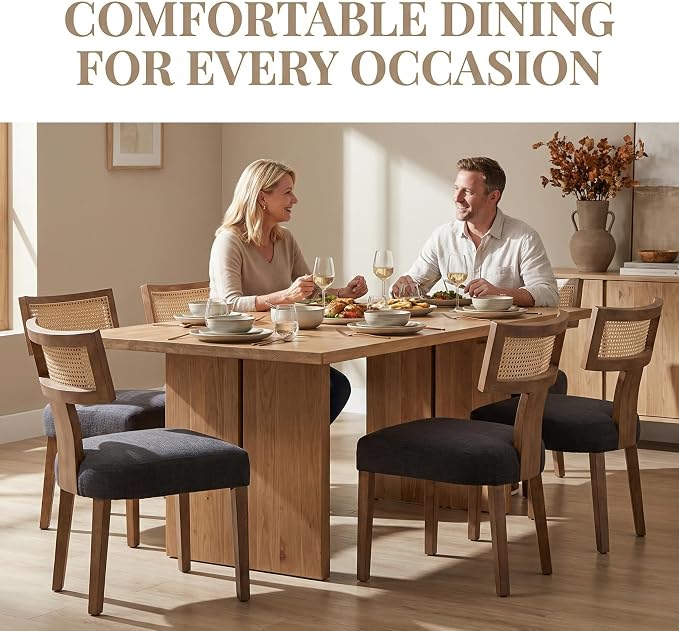 VESCASA Linen Upholstered Dining Chairs - Image 5