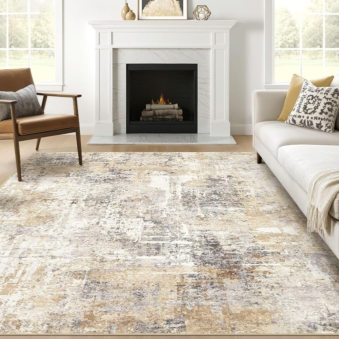 LOONGRUG Square Rug 8x8 Washable Large Neutral Modern Abstract Area Rugs | Soft by LOONGRUG