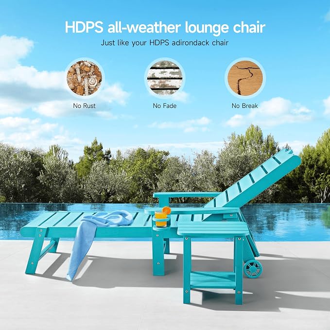 ONBRILL Patio Chaise Lounge Set of 2, Outdoor Lounge Chairs - Image 6