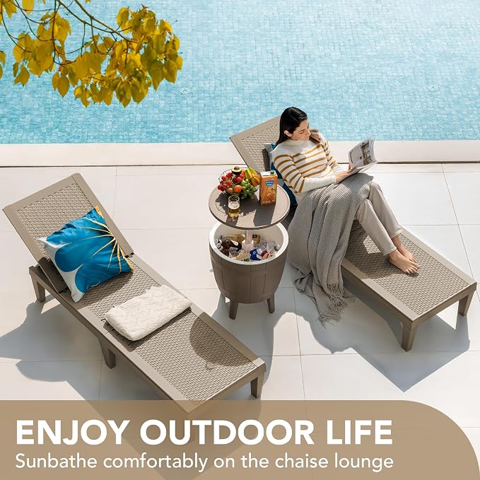 Devoko Outdoor Chaise Lounge Chair Set of 2 - Image 5