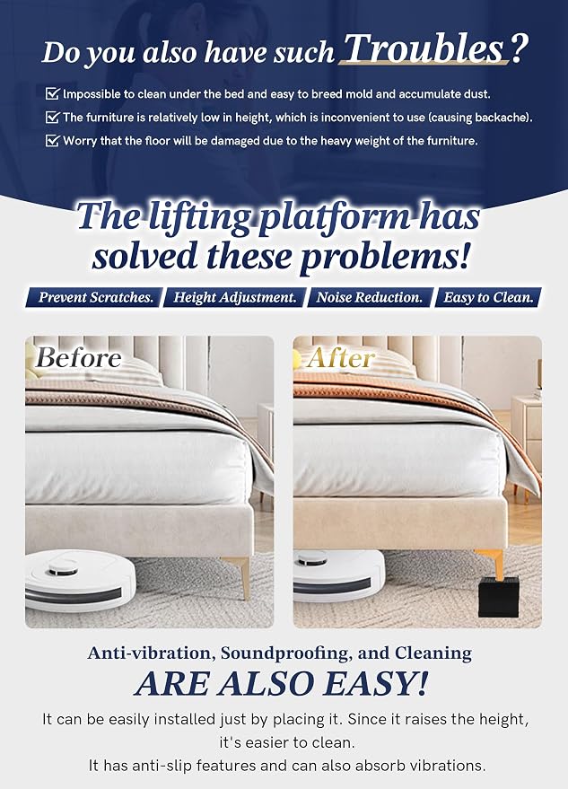 EclatBain Rectangle Bed Risers Furniture Risers Heavy-Duty Rectangular - Image 4