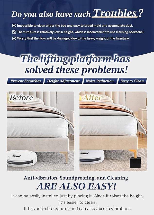 EclatBain Bed Risers Furniture Risers Heavy-Duty Rectangular Adjustable Block 8 - Image 4