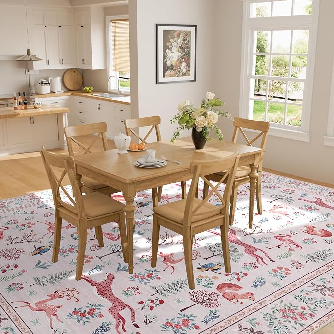 DUKINO 8x10 Area Rugs, Washable Soft Animal Bedroom Rug Non Slip, Low Pile - Image 7