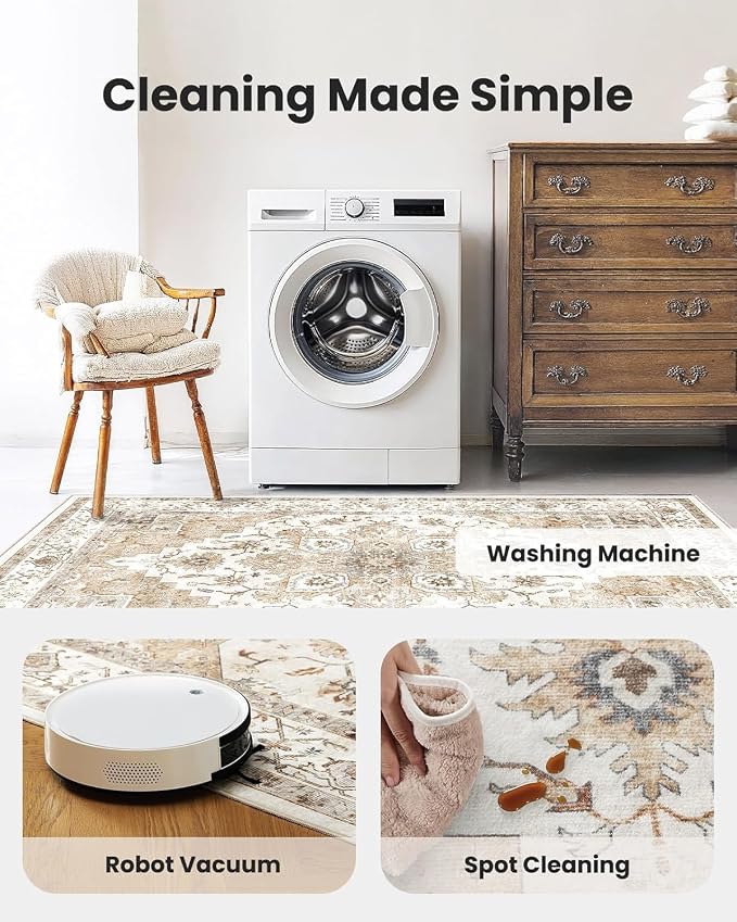 AMADA HOMEFURNISHING 2x3 Washable Area Rug, Low-Profile Entryway Rug - Image 4