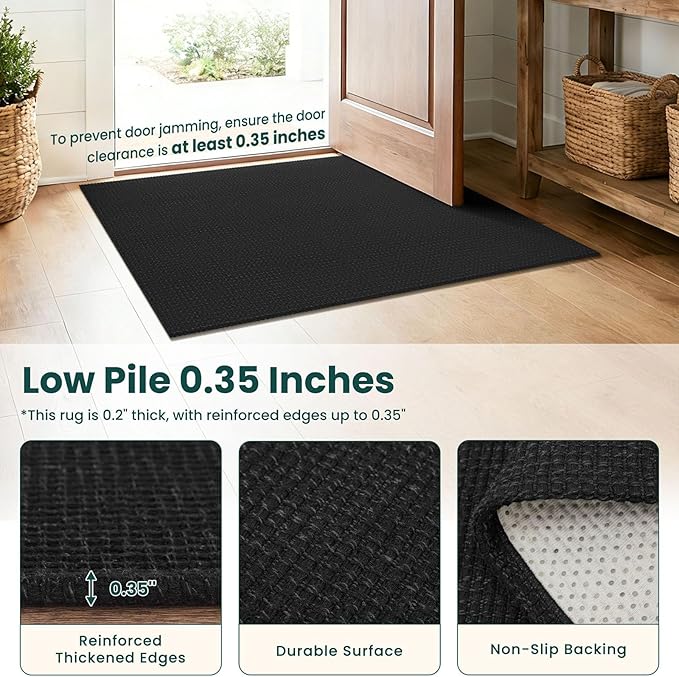 KOZYFLY Black 2x7 Washable Kitchen Runner Rug, Non Slip Runners - Image 4