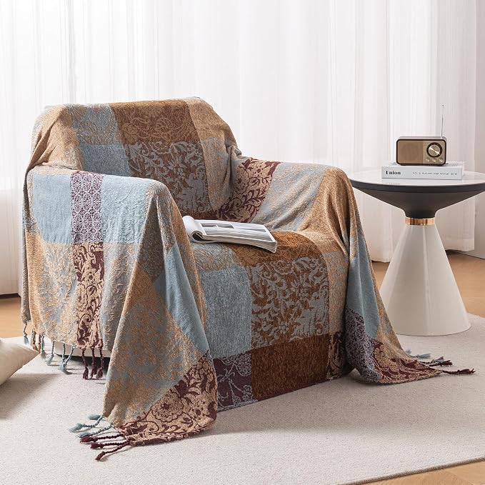 Boho Chenille Throw Blanket, Bohemian Jacquard Tassels Cover - Image 8