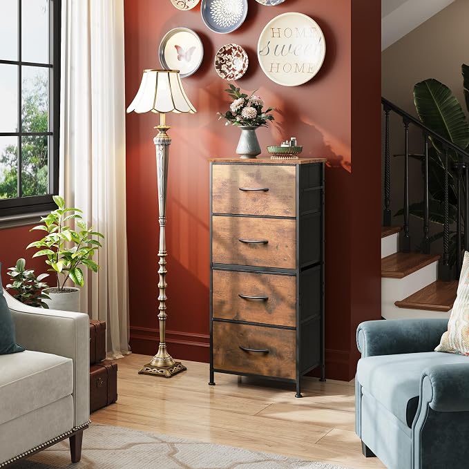 WLIVE Dresser with 4 Drawers, Fabric Storage Tower, Organizer Unit - Image 4