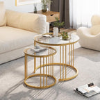 Garden 4 you Nesting Coffee Table, 23.6" Round Coffee Table Set of 2, Glass - Image 3