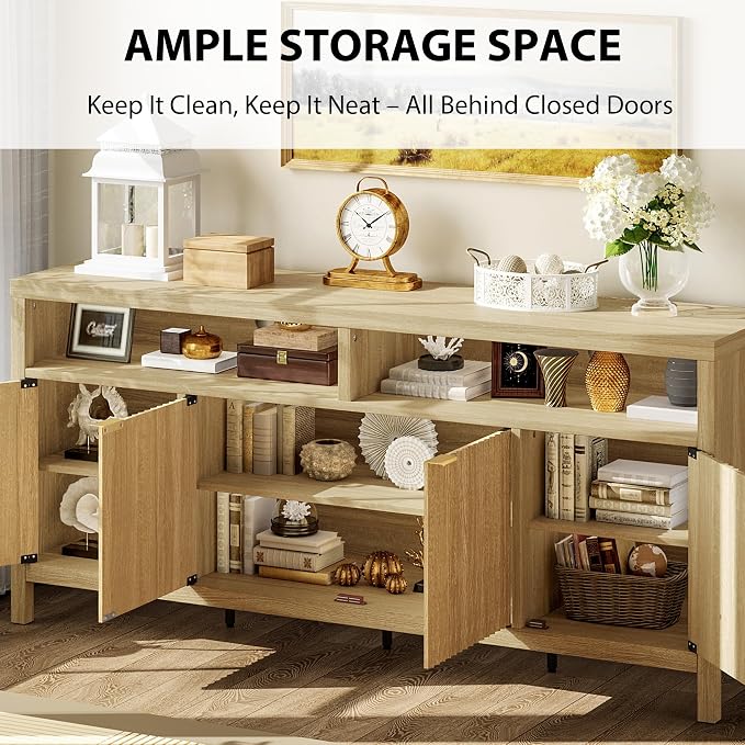 GarveeLife 65 Inch Fluted Sideboard Buffet Cabinet - Image 3