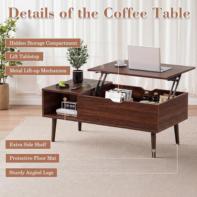 OLIXIS Wood Lift Top Coffee Table - Image 8