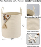 XUANGUO Cotton Rope Laundry Basket Hamper - Image 2