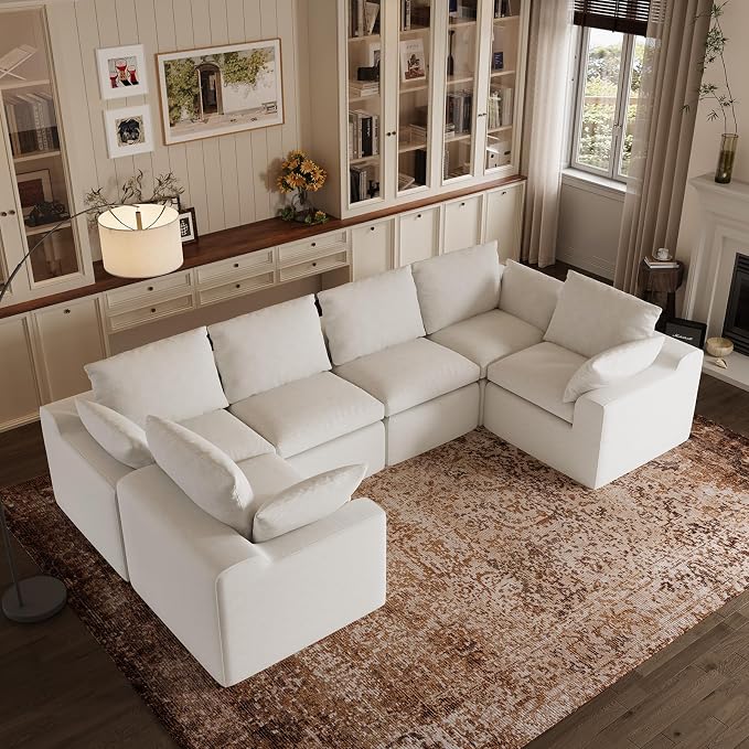Novilla 133.8" Modular Cloud Couch, Modern Sectional Sofa by Novilla