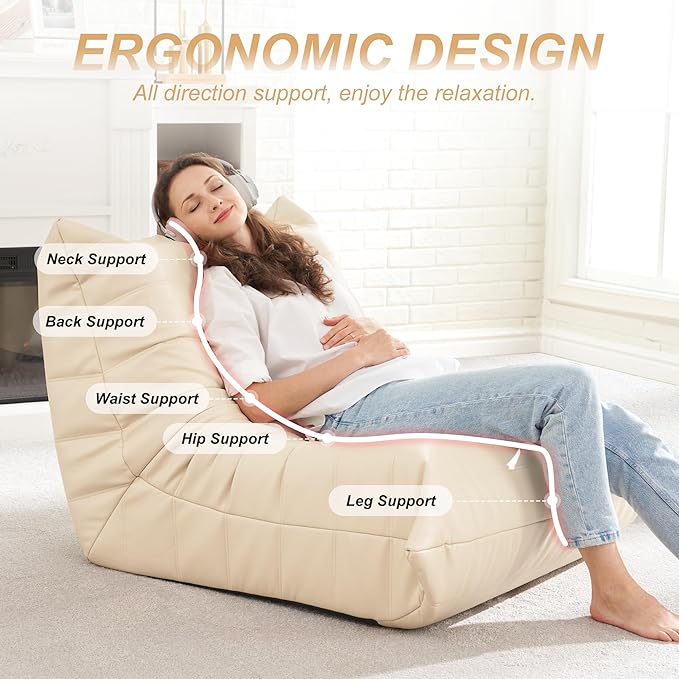 Hobestluk Giant Bean Bag Chair Lazy Floor Sofa, Memory Foam Fireside Sofa - Image 4