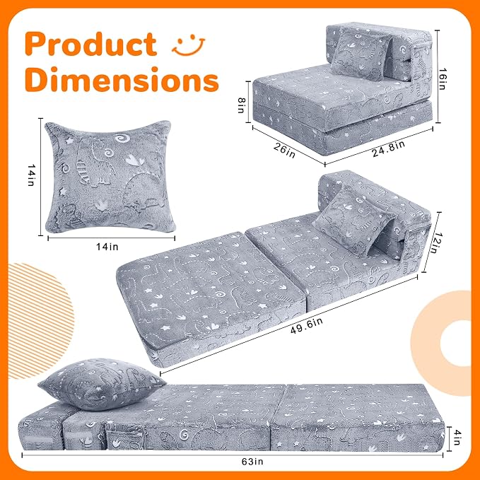 MeMoreCool Kids Floor Mattress Glow in The Dark, Convertible Sofa Couch - Image 5