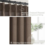 Dark Brown Pleated 90 Inch Bedroom Curtains 2 Panels Set, Memory Shape Pinch - Image 3