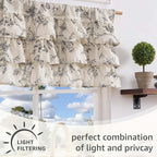 jinchan Ruffled Valance Curtain Linen Floral Kitchen Valance 18 Inch Shabby - Image 7