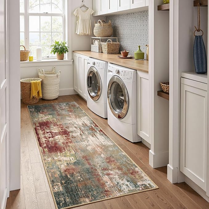 RELEANY Washable Runner 2'x10' Abstract Area Rug - Image 4