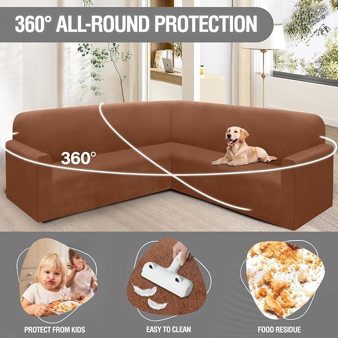 HDCAXKJ Corner Sectional Couch Covers Velvet Stretch L Shape Sofa Cover Soft - Image 6