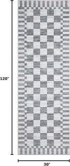 GarveeHome 2.5x10 Grey Checkered Kitchen Runner Rug - Image 2