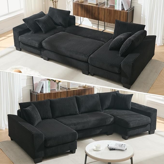 114" Sectional Couches with Pull Out Bed by LITVZ