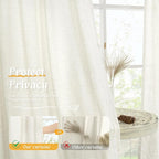 Light Filtering Cream Linen Curtains 48 Inch Length - Image 5
