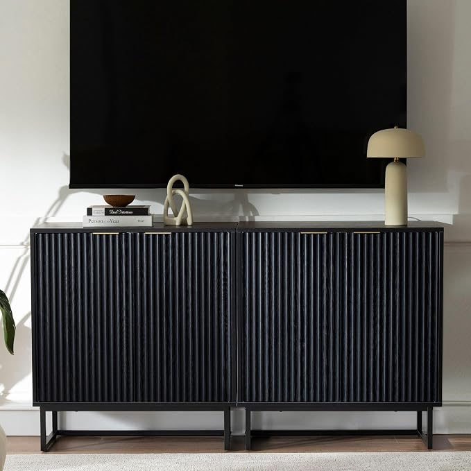 EYYTHUNG Fluted Cabinet with Storage, Sideboard Buffet Cabinet with Adjustable - Image 9