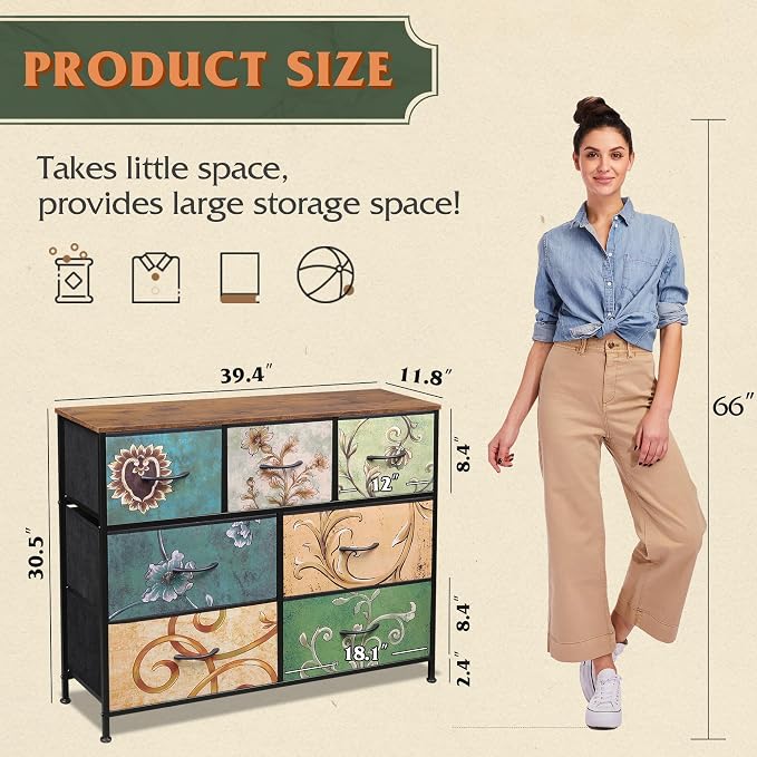 WLIVE 7 Drawer Dresser TV Stand, Entertainment Center, Media Console Table - Image 3