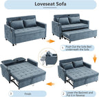 3 in 1 Convertible Sleeper Sofa Bed, 56.9" Small Pull Out Couch Bed - Image 6