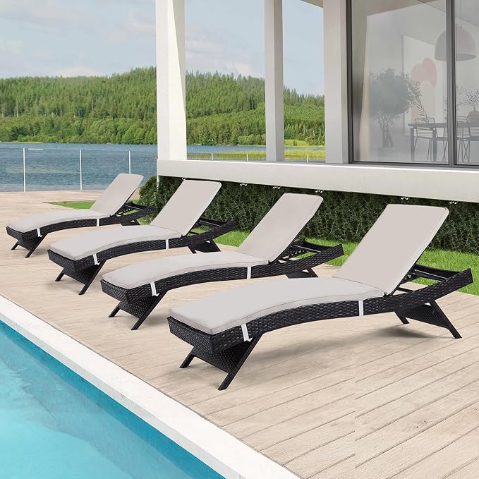 Outdoor Chaise Lounge Chairs Set of 4 by Asifom