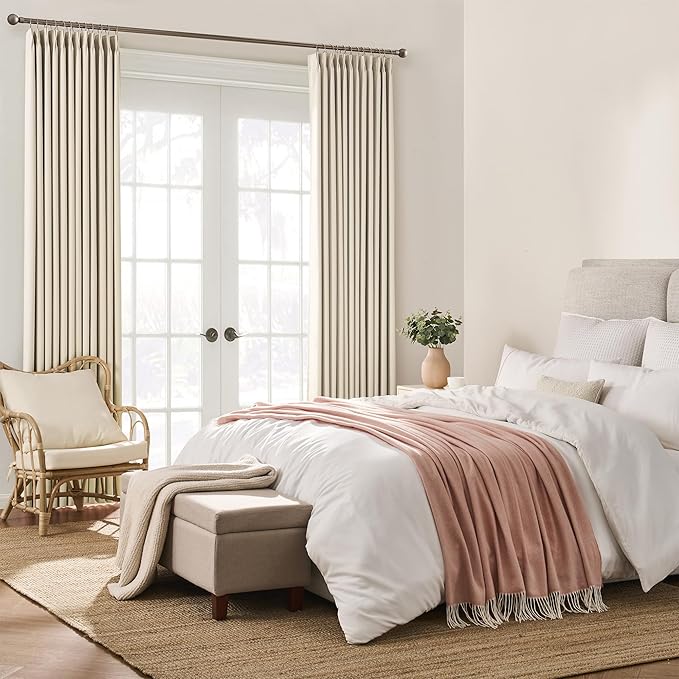 Pinch Pleated Curtains 105 Inches Long, Memory Shape Room Darkening Soundproof - Image 3