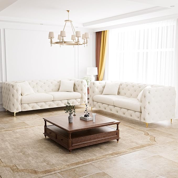 DAMAIFROM 75" Sofa Couch Mid Century Modern Velvet Couch Tufted Button Sofa - Image 5