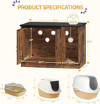 Hzuaneri Cat Litter Box Enclosure, Hidden Litter Box Cabinet Furniture - Image 2