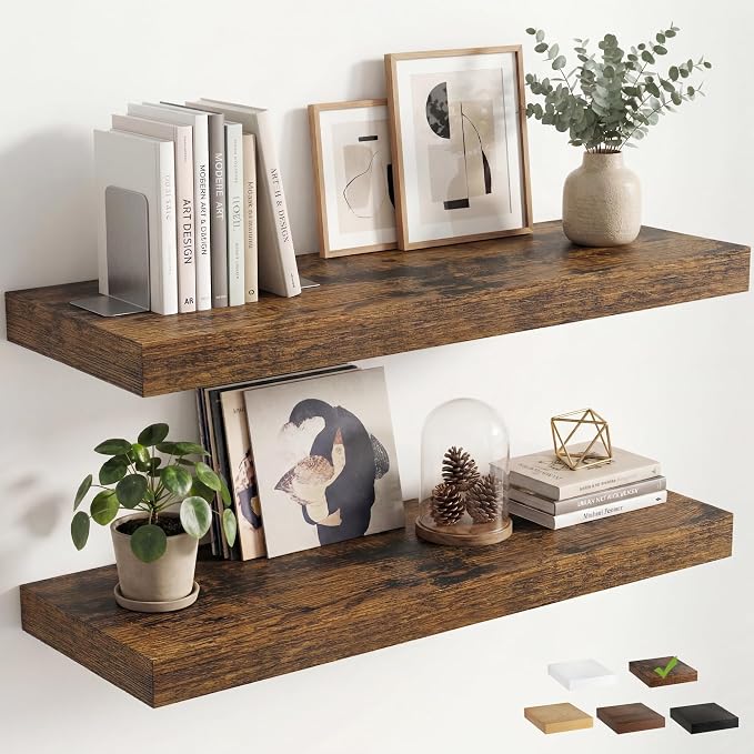 12 inch Deep Floating Shelves for Wall, 36 inch Wide Engineered Wood Wall by Venusmiles