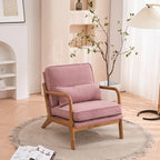 VINGLI Cozy Living Room Chairs, Linen Pink Accent Chairs Set of 2, Wood Lounge - Image 5