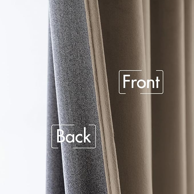 MIULEE Velvet Curtains 52x90 inches 2 Panels Light Taupe Blackout Curtains | - Image 6