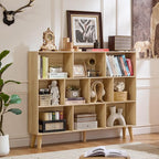 LEYAOYAO 10 Cube Bookshelf, 3 Tier Vintage 55" Wide Bookcase - Image 3