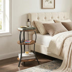 Small Round Side Table with Charging Station, 3-Tier Waist Circular End Table - Image 2