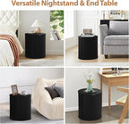 AVZEAR Small Round Side Table Fluted Night Stand Set of 2, Mid Century Modern - Image 5