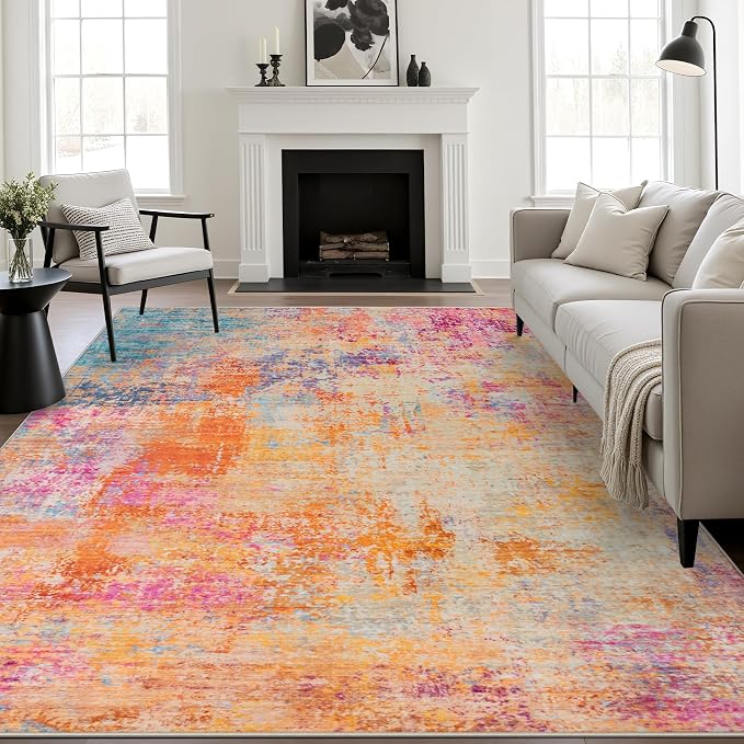 5x7 Area Rug Living Room: Modern Washable Soft Carpet Galaxy Haze | - Image 2